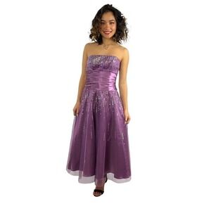 Masquerade Vintage Y2K Vibe Empire Waist Sequin Mesh Gown Corset Whimsigoth 3/4‎